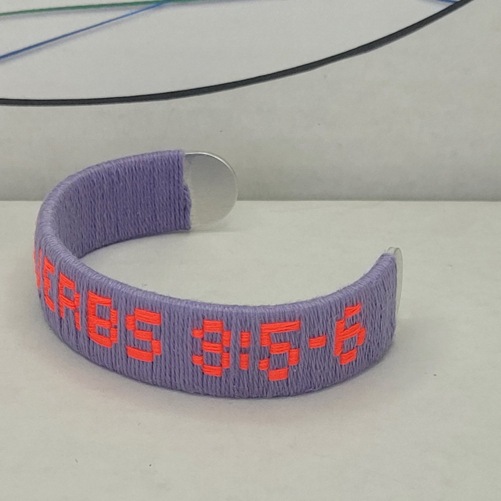Handmade Scripture Embroidered Bracelet - Picture 4 of 11